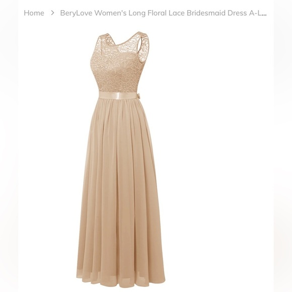 BeryLove  Long Floral Lace Bridesmaid Dress A-line Swing Formal Party Dress new - Picture 2 of 8